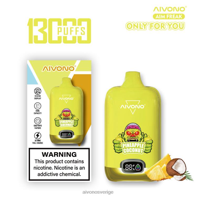 Aivono AIM FREAK 13 000 ananas kokos - 80ZTN248 Aivono Sverige